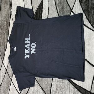 YEAH NO... GRAPHIC HUMOROUS CREW-NECK BLACK TEE-SHIRT LARGE